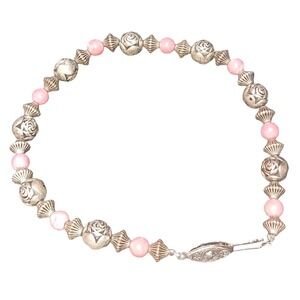 Ankle‎ Bracelet Rhodochrosite & Silver toned vintage SKUJ028